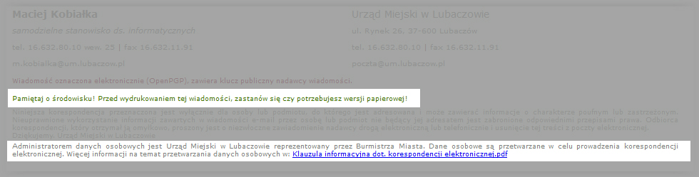 nowa stopka w adresach @